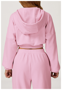 Ensemble survêtement deux pièces pour femme, haut court et pantalon de survêtement, avec impression en relief, design personnalisé en gros - Product Image 2