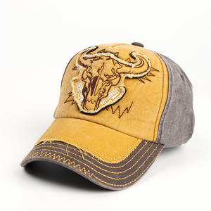 Berretti da Baseball sportivi di fascia alta usurati in cotone lavato pietra modello mucca all'ingrosso - Product Image 3