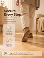 Chaussettes de sécurité antidérapantes Premium XL marron avec bande antidérapante pour les soins à domicile et le yoga