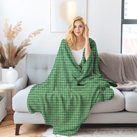 Couverture en polaire Teddy 100% polyester de luxe, 400 GSM, super douce, épaisse et chaude, motif quadrillé 3D, style européen-américain, pour toutes les saisons