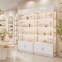 Étagère de présentation LED robuste pour vitrine de magasin, décoration intérieure, boutique, présentoir lumineux, organisateur de rangement à 4 niveaux