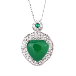 High Quality Jewelry Eco-friendly <b>Copper</b> Heart Shape Jadeite Lucky Pendant Necklace for Women Birthday Gift & Daily Wear - Product Image 1