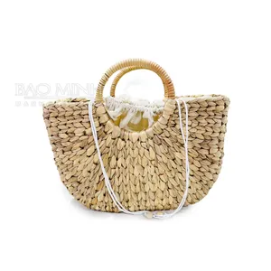 New Design hot trend water hyacinth bag and beach women straw bag Best price from manufacturer