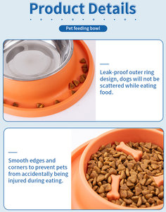 Custom Stainless Steel Slow <b>Feeder</b> Pet Bowl for <b>Cats</b> & Dogs with Anti-Slip Silicone Pad Multi-Function Double Bowl Luxury Design - Product Image 3