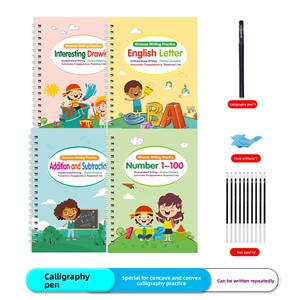 สมุดลอกแบบร่องภาษาอังกฤษแบบเต็มสำหรับเด็กวัย3-5ขวบ A3การเรียนรู้ก่อนวัยเรียนการวาดตัวเลขตัวอักษรของเด็ก - Product Image 6