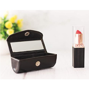 Custom-made PU leather <b>lipstick</b> <b>case</b>, single-piece <b>lipstick</b> protective sleeve, portable lip gloss storage box with <b>mirror</b>. - Product Image 3