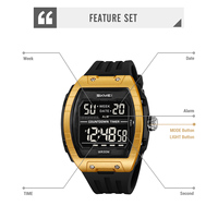 Jam Tangan Pria SKMEI 2421 Desain Unik Dial Persegi Panjang Putih Stopwatch Hitung Mundur Desain Keren Tahan Air 3ATM Digital