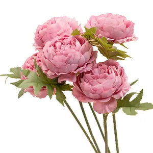 Оптовая продажа, роскошные свадебные мероприятия, декоративные шелковые цветы, Белый Розовый пион с одним стеблем, искусственные цветы пиона