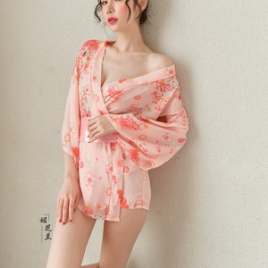 Nuova lingerie <span class=keywords><strong>sexy</strong></span> in stile giapponese, <span class=keywords><strong>kimono</strong></span> stampato, set provocante, cardigan seducente e camicia da notte in chiffon. - Product Image 4