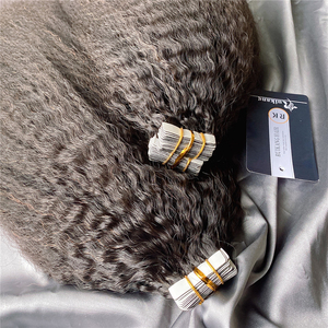 Extensions de cheveux humains bouclés crépus à bandes adhésives en kératine brune naturelle – Achetez maintenant - Product Image 2