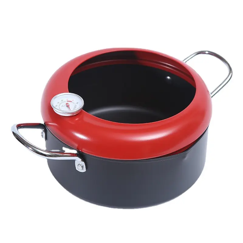 Nouvelle friteuse Petite friteuse domestique est livrée avec une jauge de température d'huile pour éviter les déversements d'huile Frites beignets pot à soupe pot en acier