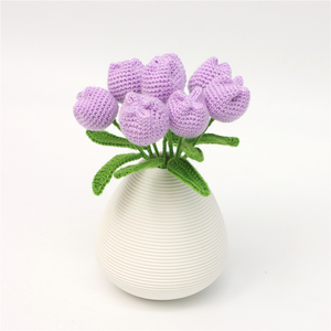 Piccolo Fiore di Tulipano Artificiale Fatto a Mano all'Uncinetto per Decorazioni Casa e Matrimonio (Senza Vaso) - Product Image 5