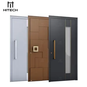 Hitech design – grande porte d'entrée noire brillante, moderne et luxueuse, finition miroir, portes extérieures