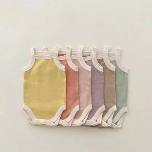 Body de Verano sin Mangas para Bebé, con Ribete en Contraste, <span class=keywords><strong>Camiseta</strong></span> de Algodón Suave, Pelele para Niñas y Niños - Product Image 1