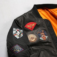 Veste de baseball américaine MA-1 en coton rembourré Veste de sport décontractée à col montant pour hommes Vestes en cuir de mouton brodées de taille supérieure