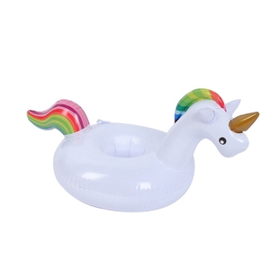 Jouets aquatiques directement de l'usine, flotteur de piscine gonflable personnalisé en forme de flamant rose, vache, porte-gobelet, refroidisseur de bouteille, porte-boissons gonflable - Product Image 1