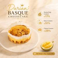 Gâteau au fromage Basque à la pulpe dorée de durian, surgelé, individuel, au goût brûlé, crémeux, prêt à consommer, vente en gros, usine OEM