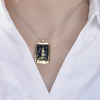 Collier pendentif couple en argent sterling 925, motif léger tendance Kirin, or 18 carats