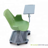 Chaise moderne d'apprentissage unique en plastique Mobilier de bureau avec tablette d'écriture pliable pivotante à 360 degrés Chaise de formation