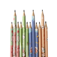 Crayons hexagonaux en plastique avec logo personnalisé, revêtement filmé, mine noire, motif dessin animé, 12 pièces, 7 pouces, pour enfants, école, EN71 ISO
