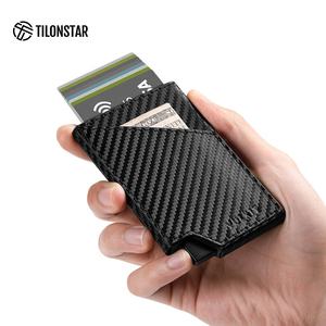 TILONSTAR TVC501 Porte-cartes de crédit fin en aluminium et fibre de carbone Porte-cartes d'identité d'affaires Porte-monnaie en cuir - Product Image 6