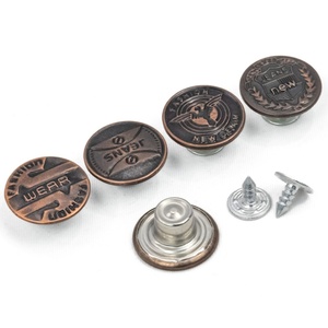 Boutons personnalisés avec logo, rivets métalliques en laiton antique gravés, style à tige en fer pour veste - Product Image 4