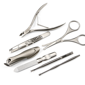 Kit de 7 outils de <span class=keywords><strong>manucure</strong></span> et de toilettage personnels en acier inoxydable avec sac - Ensemble de coupe-ongles portable de voyage - Product Image 3