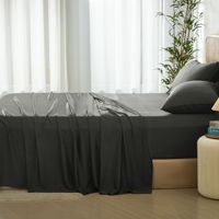 Parure de lit en fibre de bambou antibactérienne anti-acariens quatre pièces, douce, respirante, durable, anti-odeur, drap-housse pour la maison