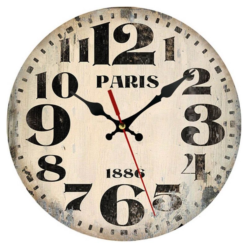 Reloj redondo de madera montado en la pared, silencioso, de 12