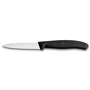 VICTORINOX - Couteau à éplucher ondulé noir de 8 cm de la gamme SWISS CLASSIC - Product Image 1