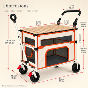 Chariot pour animaux de compagnie à double étage, pliable, avec couvercle en bois, 4 roues avec freins, pour chats - Product Image 3