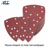 En stock – Feuilles abrasives triangulaires en oxyde d'aluminium rouge à 11 trous avec fixation Velcro pour meuleuse électrique, idéales pour poncer le bois et les alliages