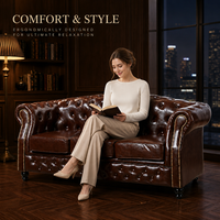 Canapé Chesterfield en cuir véritable italien de haute qualité, style rustique capitonné, couleur bronzée, 3 places, ensemble modulaire pour salon