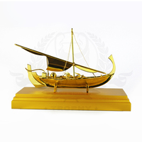 Blackhorsegifts Métal Art Artisanat Souvenir Cadeaux Base En Bois Plaqué Or Métal Venise Bateaux Modèles De Navire pour La Décoration
