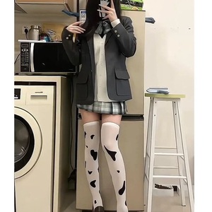 Cow Print Over The Knee Stockings Women Ultra Thin 0D Thigh High <b>Polyester</b> Fiber White <b>Socks</b> For Youth - Product Image 1