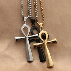 Stainless Steel <b>Cross</b> Pendant Necklace Men's Geometric Design Fashion Jewelry 280406 - Product Image 1