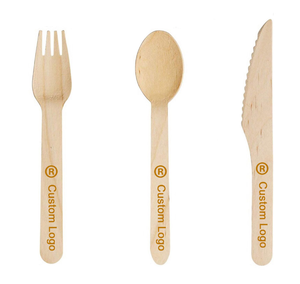 Juego de Cubiertos de Madera Natural con Cuchara, Cuchillo y Tenedor, Cubiertos de Madera Ecológicos, Cuchara con Logotipo en Oferta - Product Image 5