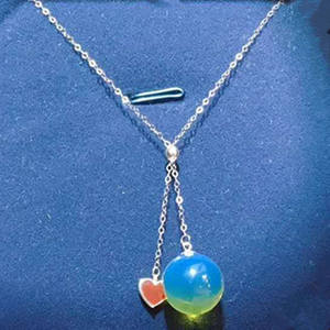 Оптовая продажа 11 мм Синий Янтарный Мексиканская драгоценных камней, колье с подвеской, 18k золотые украшения - Product Image 6