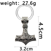 Porte-clés tendance en alliage, motif marteau de Thor Mjolnir, amulette viking scandinave nordique, avec logo personnalisé