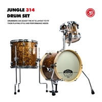 JBK Professional 3-Piece Percussion Instrument Set for Beginners Golden Broken Flower Design Jungle Drum Bass Tom-Tom Musical