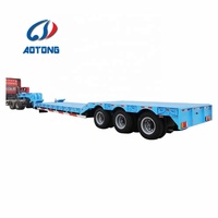 Remorque de camion à plateau surbaissé à col de cygne détachable à chargement frontal robuste avec 3, 4, 5 essieux, 60, 70, 80, 100, 120 tonnes