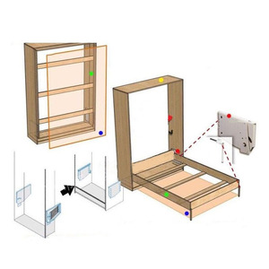 Elevador de cama Murphy <span class=keywords><strong>Invisible</strong></span> DIY de alta carga, resortes ahorradores de <span class=keywords><strong>espacio</strong></span>, bisagra de tablero Vertical plegable contra pared, Kit de mecanismo de bisagra de cama - Product Image 6