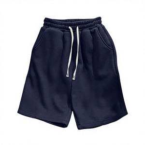 Shorts décontractés pour homme en molleton doux, taille élastique avec cordon de serrage, coupe décontractée, mi-longueur, avec poches, confortables pour le sport et le quotidien - Product Image 1