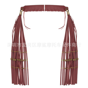 Moshark <b>Motorcycle</b> Handlebar Tassels 15cm 9cm 5cm Retro Studded Skull Leather <b>Grips</b> Decorative Accessories for Harley - Product Image 2