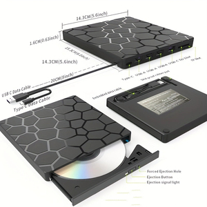 Unidad de DVD Externa Multifuncional 7 en 1, Unidad Óptica USB Tipo C con Expansión USB y Lector de Tarjetas SD/TF - Product Image 4