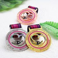 Médailles de course de gymnastique 3d 2d plaquées or et argent en laiton promo en vente Médailles de gymnastique en stock avec ruban personnalisé