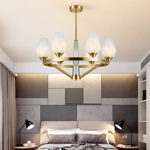 โคมไฟระย้าแบบผสมผสานสไตล์จีนใหม่ ทำจากทองแดงทั้งหมด สำหรับห้องนอน ห้องนั่งเล่น และห้องโถง ให้แสงสว่างหรูหรา - Product Image 5