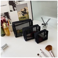 Nylon-Netz-Reißverschlusstasche Leichte Tragbare Reise-Kosmetiktasche Lippenstift-Aufbewahrung für Kosmetik Schwarze Make-up-Tasche Pinsel-Organizer