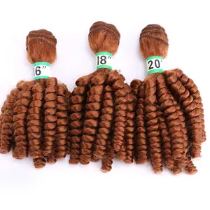 Stok Fumi kıvırcık sentetik saç örgü 3 adet 18 20 22 inç sentetik saç atkı uzatma