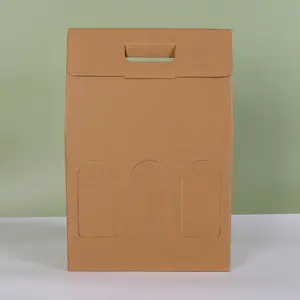 Caja de embalaje de vino de papel de botella de champán de cartón corrugado plegable con logotipo personalizado económico ecológico de diseño creativo con divisores